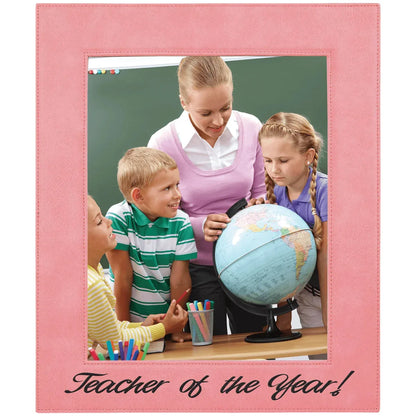 Pink 8" x 10" Laserable Leatherette Photo Frame
