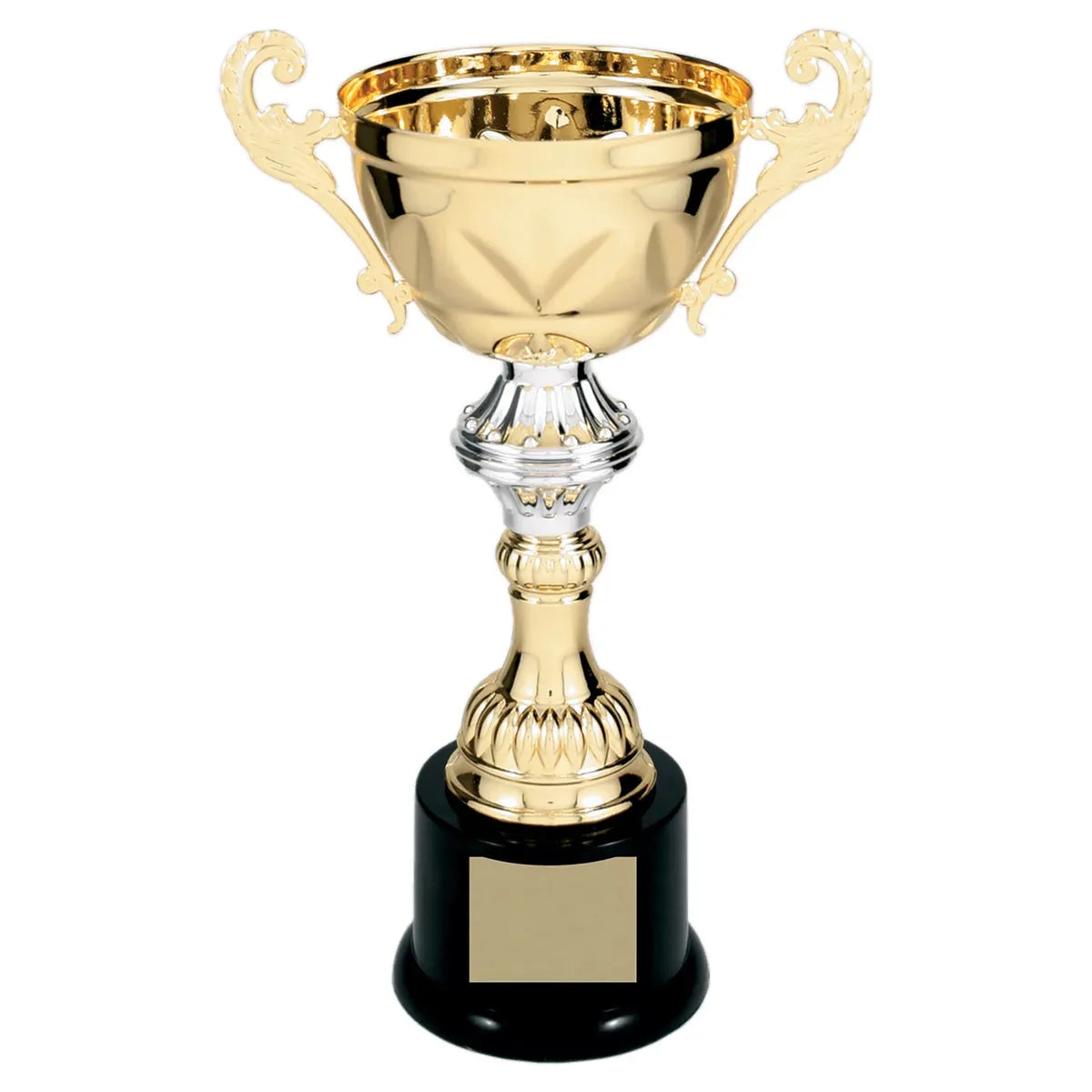 Gold 10" Completed Metal Cup Trophy on Plastic Base