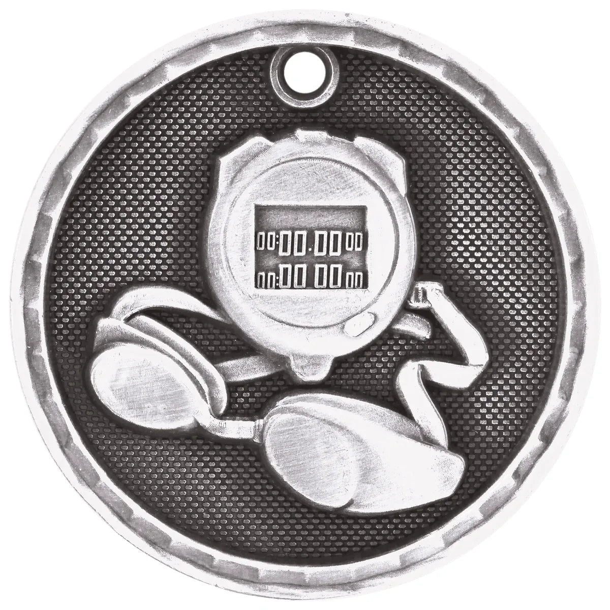 Antique Silver 2" 3D Swimming Medal