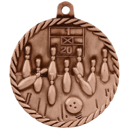 Antique Bronze 2" Bowling High Relief Medal