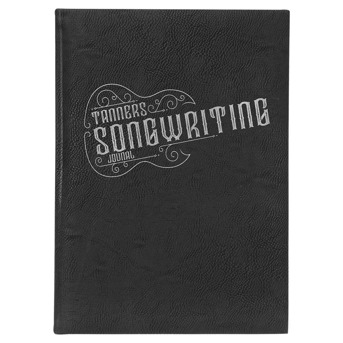 Black/Silver 7" x 9 3/4" Laserable Leatherette Journal with Lined Notepad