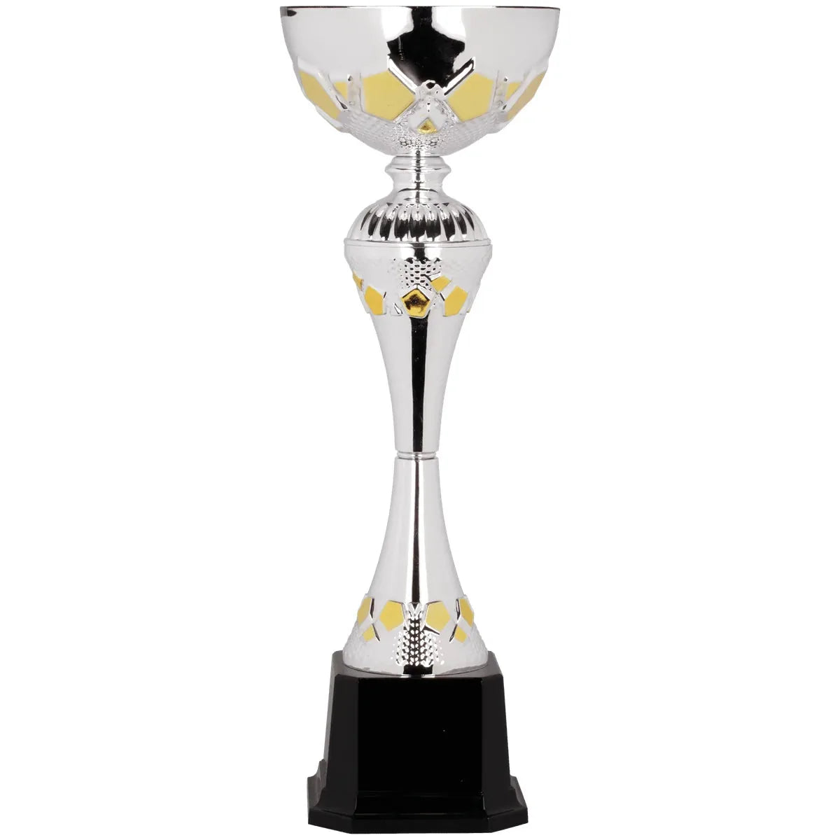 16" Silver/Gold Completed Metal Cup Trophy on Plastic Base