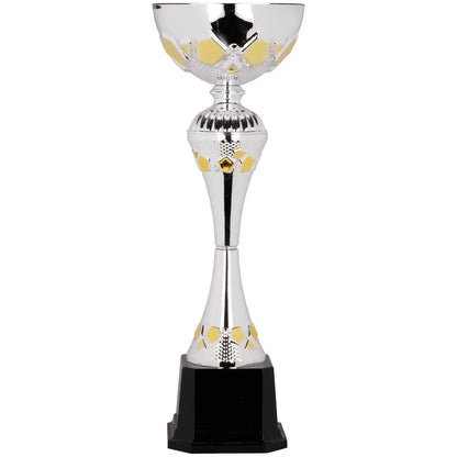 16" Silver/Gold Completed Metal Cup Trophy on Plastic Base