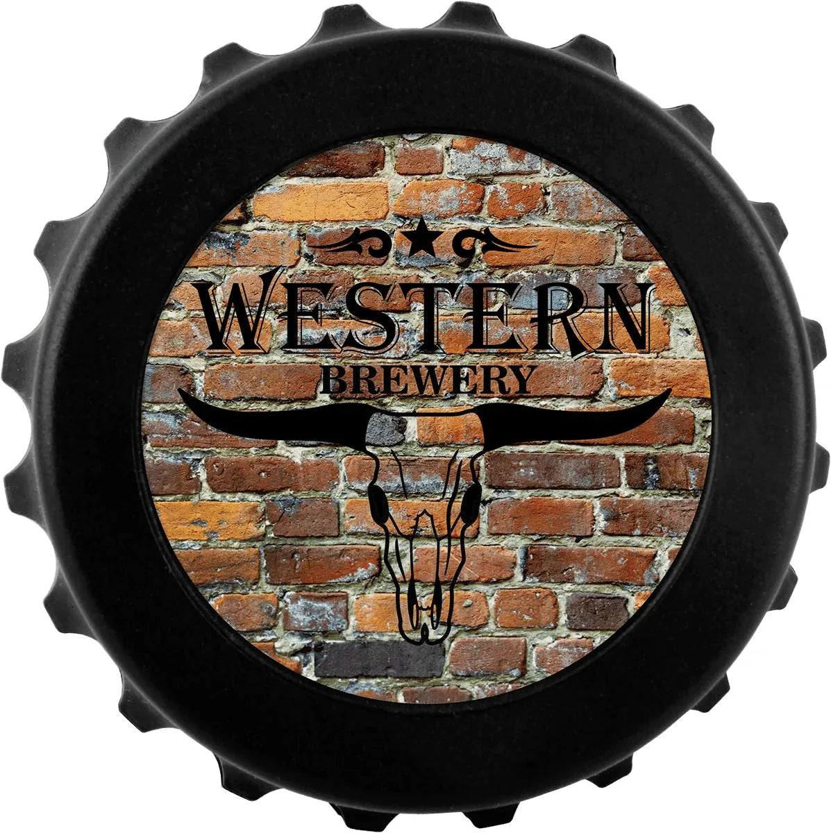 3" Black Magnetic Bottle-Cap Shaped Opener w/2" Insert Area/Insert Not Included