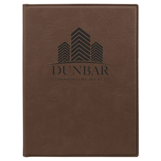 Dark Brown 7" x 9" Laserable Leatherette Small Portfolio with Notepad