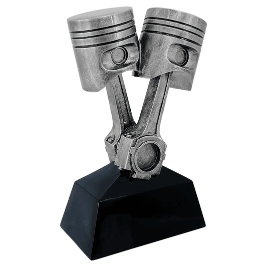 9" Antique Silver Piston Resin