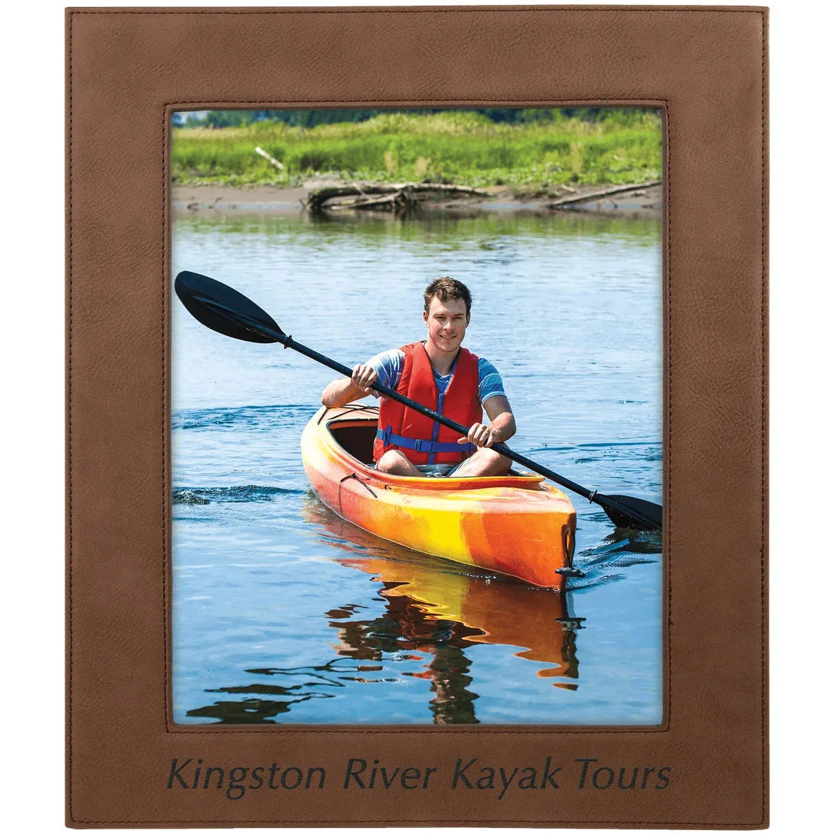 Dark Brown 8" x 10" Laserable Leatherette Photo Frame