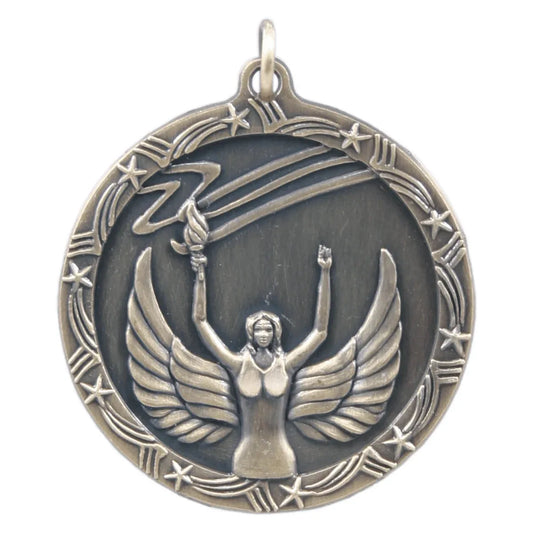 Antique Gold 1 3/4" Victory Shooting Star Medal