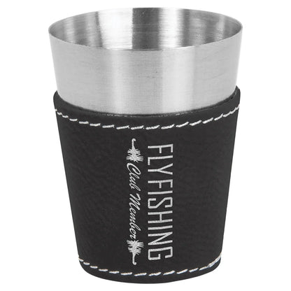Black Silver Stainless Steel 2 oz. Shot Glass