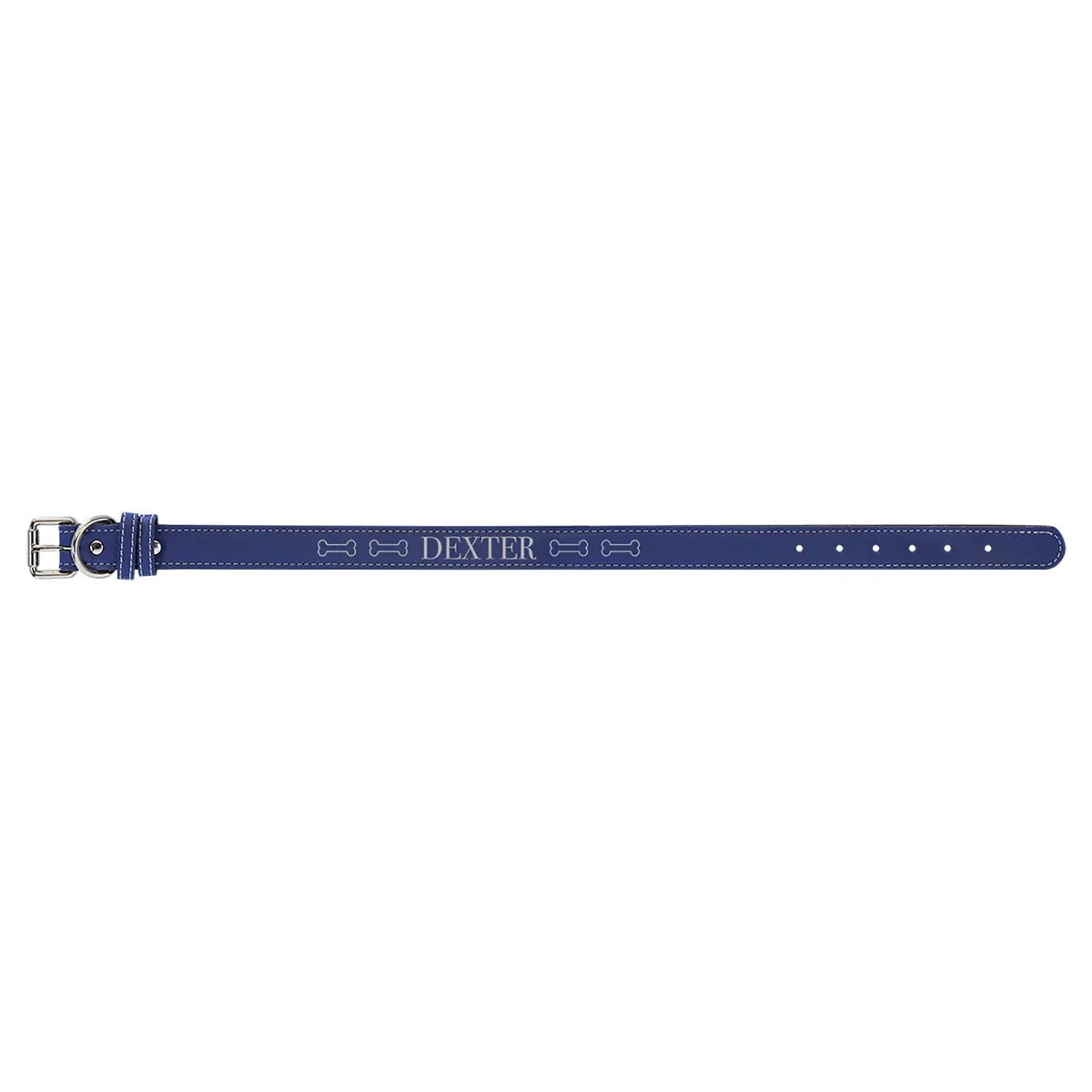 Blue/Silver Extra Large 27" x 1 1/4" Laserable Leatherette Dog Collar