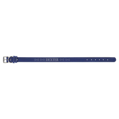 Blue/Silver Extra Large 27" x 1 1/4" Laserable Leatherette Dog Collar