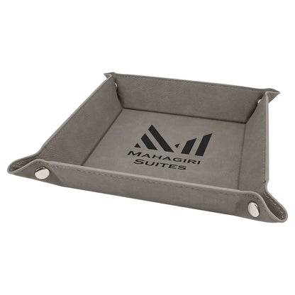 Gray Laserable Leatherette Snap Up Tray with Silver 6" x 6" Snaps