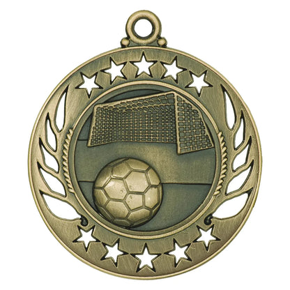 Antique Gold 2 1/4" Soccer Galaxy Medal