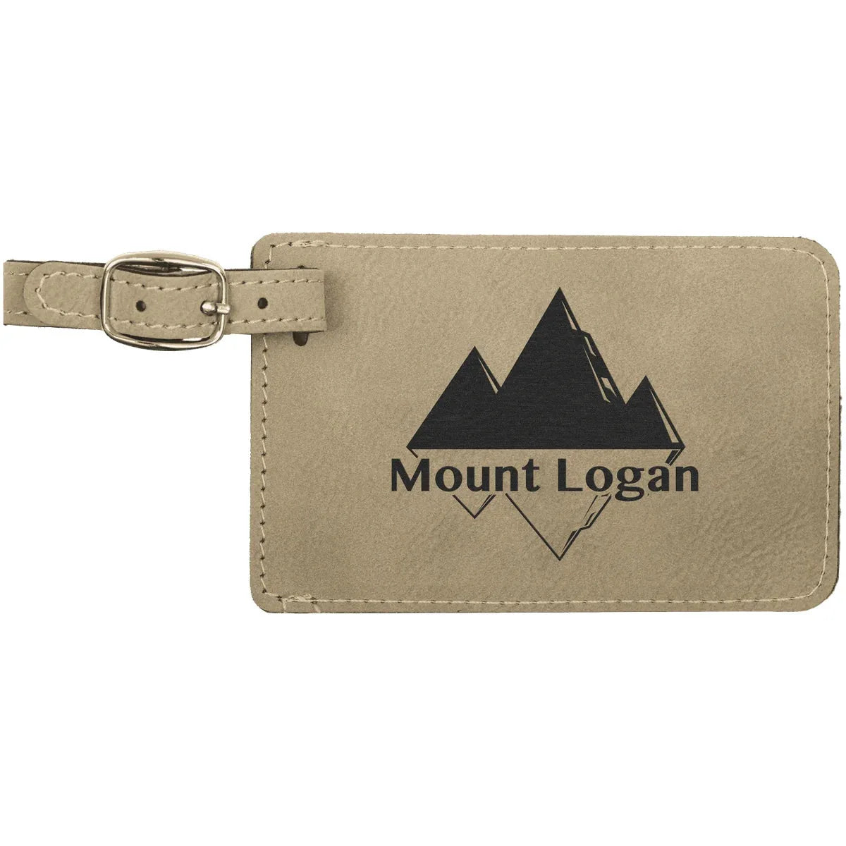 Light Brown 4 1/4" x 2 3/4" Laserable Leatherette Luggage Tag