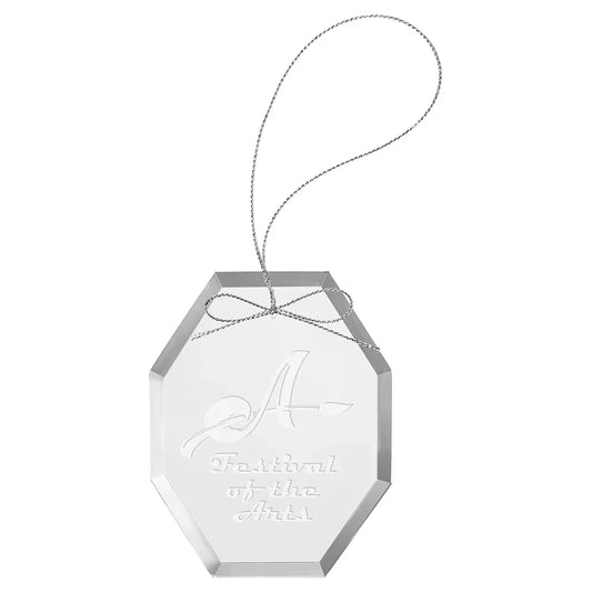 3 3/4" Clear Octagon Glass Ornament with Silver String