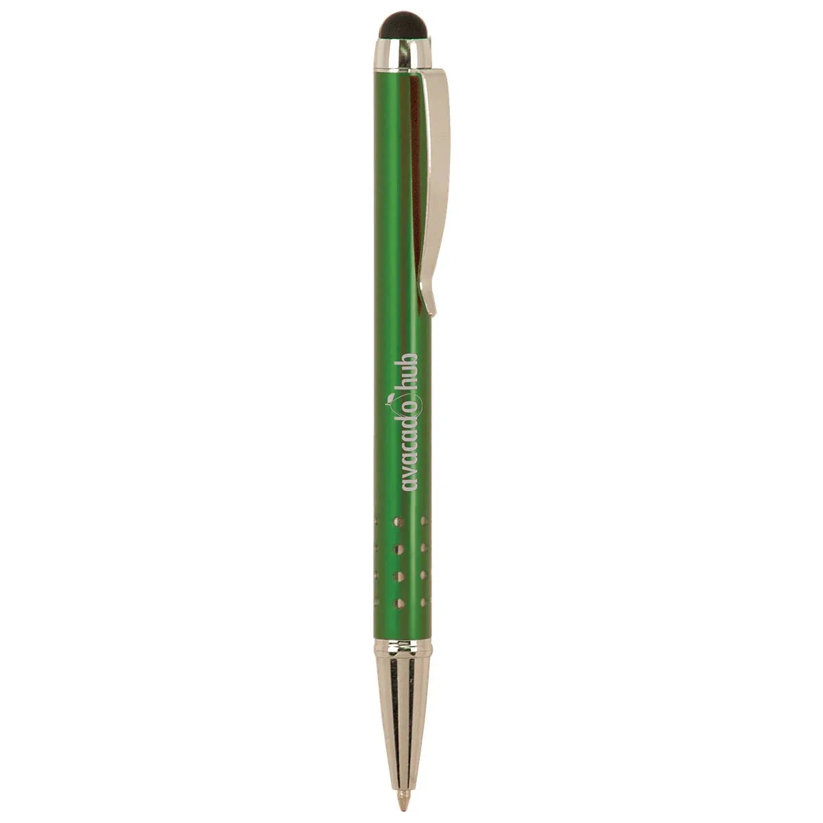 Green with Silver Trim Laserable Pen with Stylus