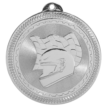 Bright Silver 2" Racing Laserable BriteLazer Medal