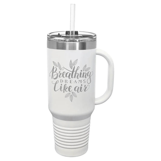 White Polar Camel 40 oz. Travel Mug with Snap Lid & Straw