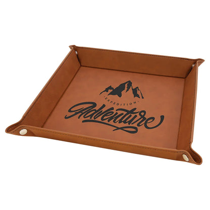 Rawhide Laserable Leatherette Snap Up Tray with Silver 9" x 9" Snaps