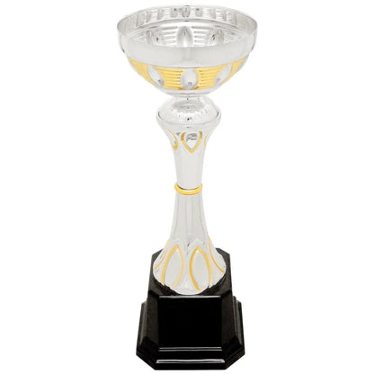 Silver/Gold 9 3/4" Completed Metal Cup Trophy on Plastic Base