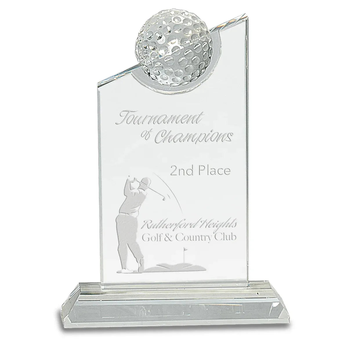 7 1/4" Clear Crystal with Inset Crystal Golf Ball on Clear Base