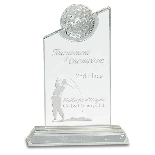 7 1/4" Clear Crystal with Inset Crystal Golf Ball on Clear Base