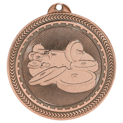 Antique Bronze 2" Weightlifting Laserable BriteLazer Medal
