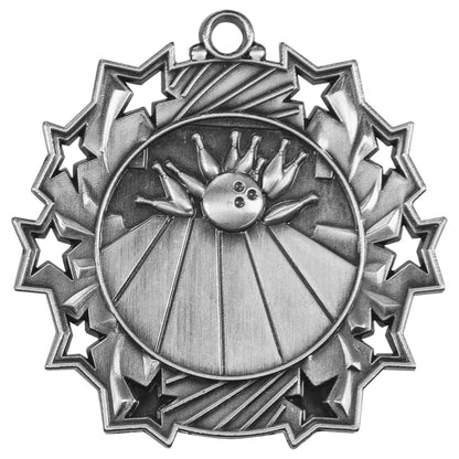 Antique Silver 2 1/4" Bowling Ten Star Medal