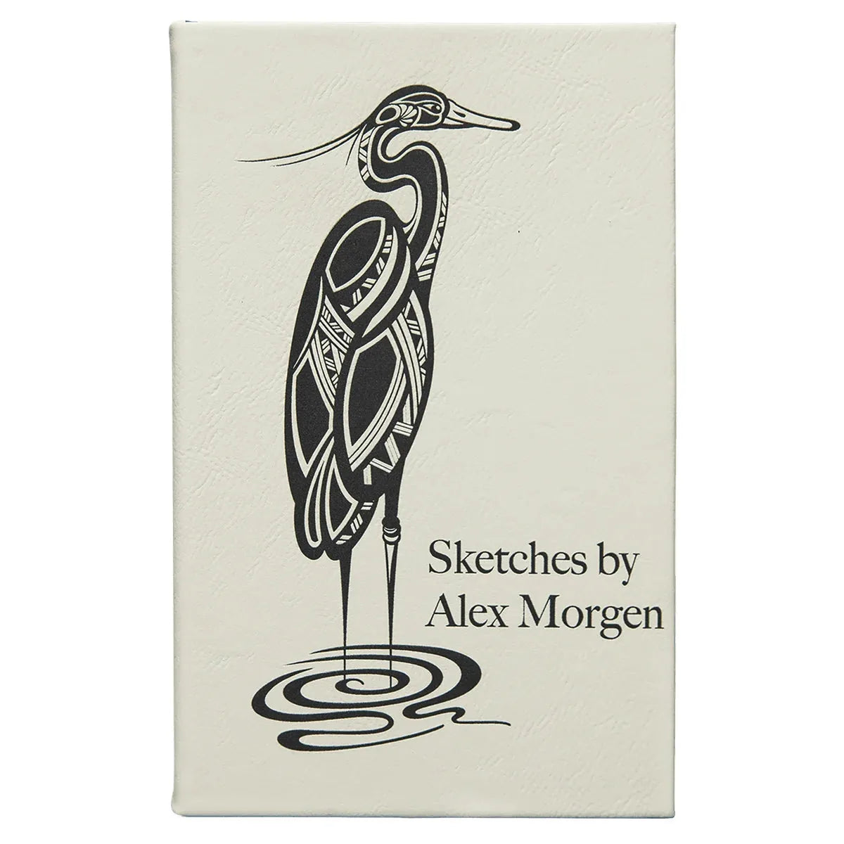 White 5 1/4" x 8 1/4" Laserable Leatherette Sketch Book with Unlined Notepad