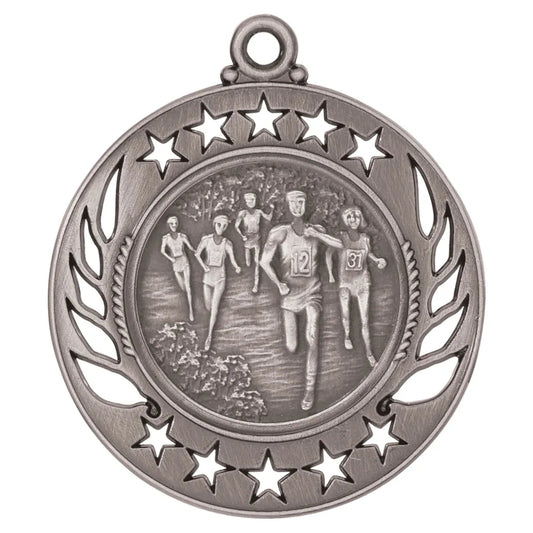Antique Silver 2 1/4" Cross Country Galaxy Medal