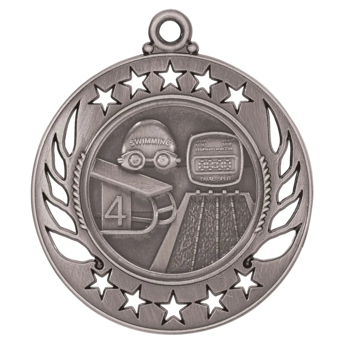 Antique Silver 2 1/4" Swimming Galaxy Medal