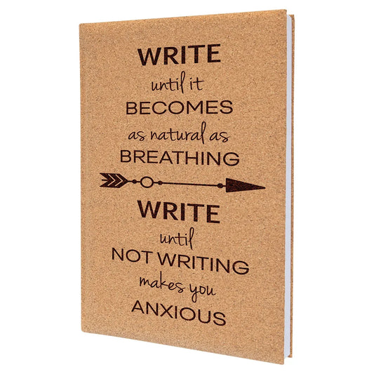 Cork 7" x 9 3/4" Laserable Leatherette Journal with Lined Notepad