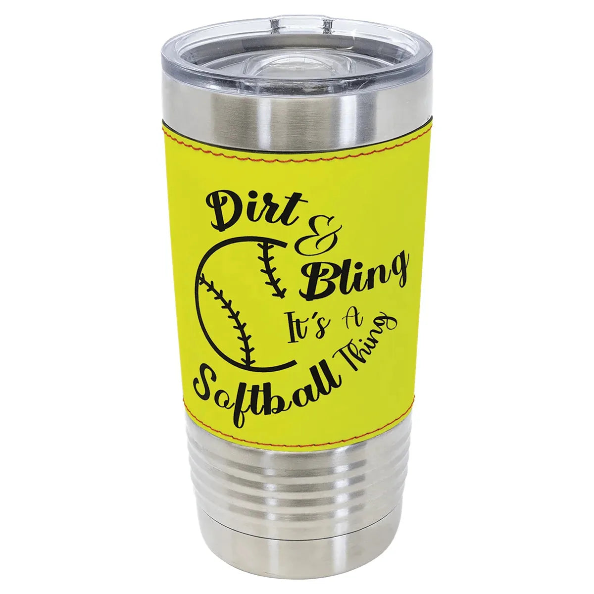 Softball Polar Camel 20 oz. Leather Tumbler with Slider Lid