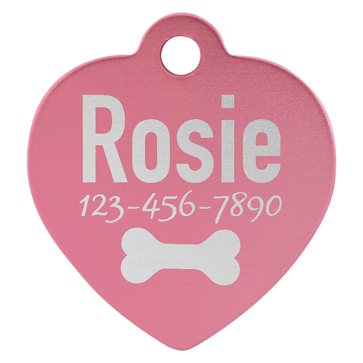 Pink 1" x 1" Laserable Anodized Aluminum Heart Pet Tag