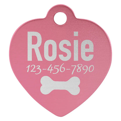 Pink 1" x 1" Laserable Anodized Aluminum Heart Pet Tag