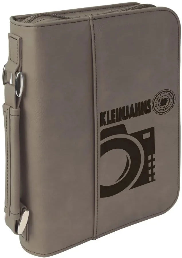 Gray 6 3/4" x 9 1/4" Leatherette Book/Bible Cover with Handle & Zipper
