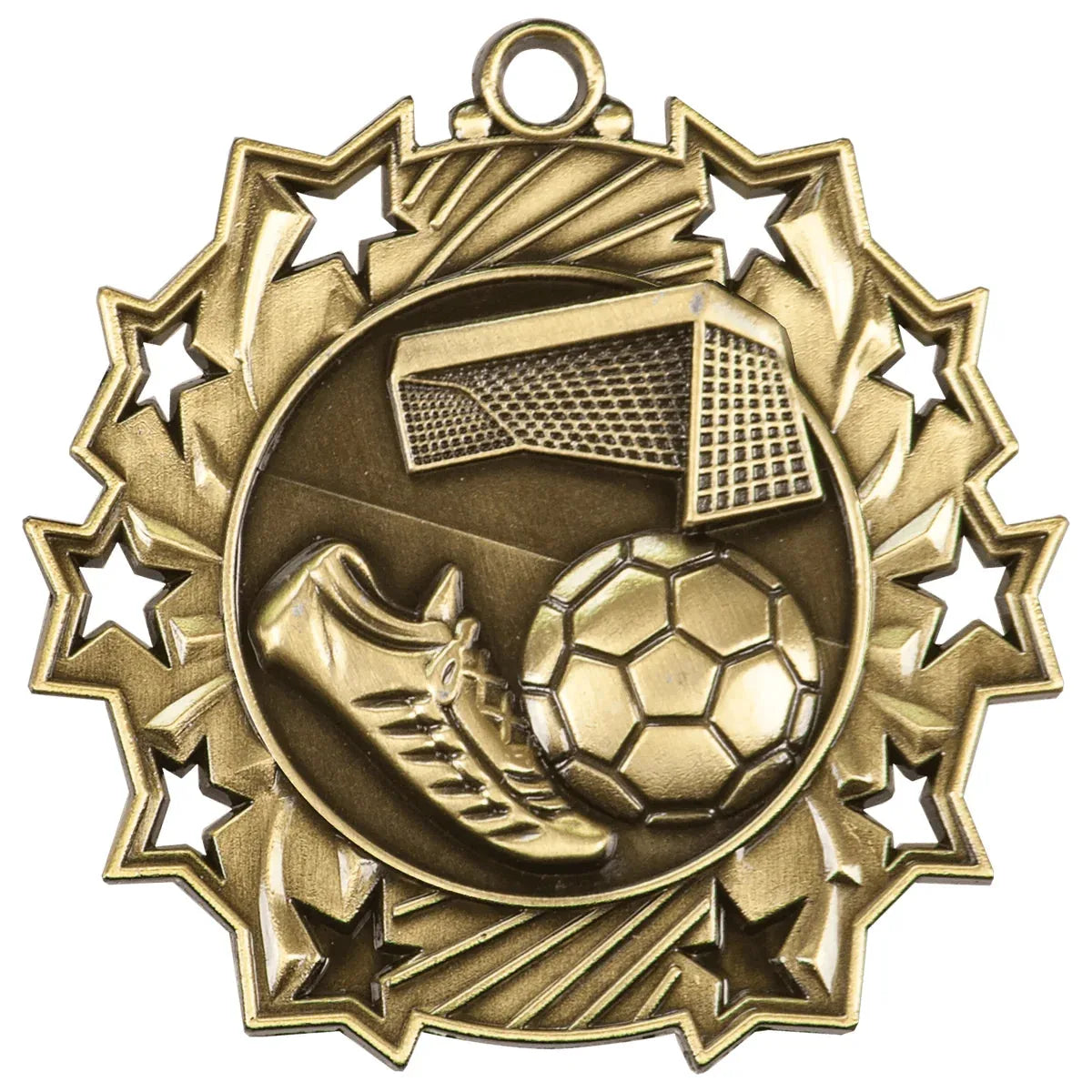Antique Gold 2 1/4" Soccer Ten Star Medal