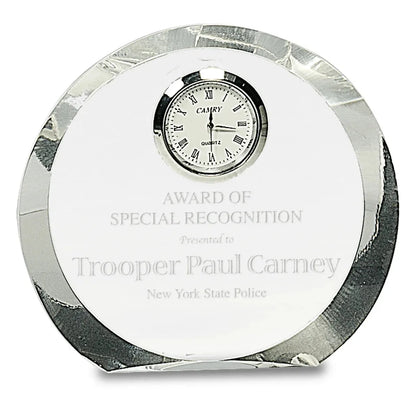 4 1/2" Clear Crystal Round with Clock
