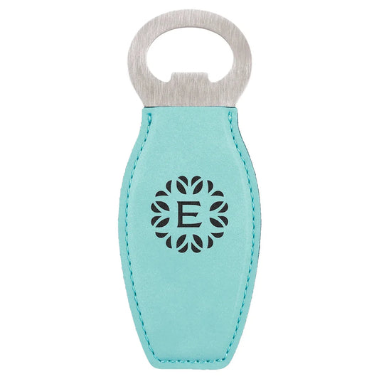 Teal Laserable Leatherette Bottle Opener with Magnet