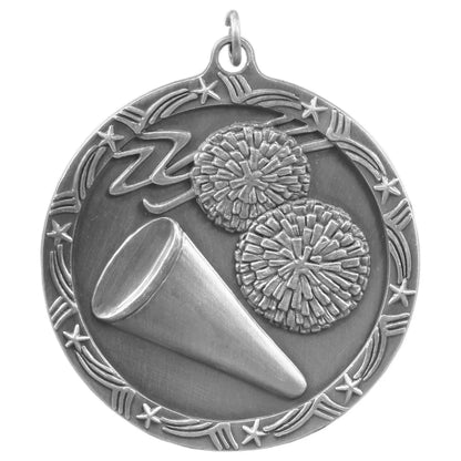 Antique Silver 2 1/2" Cheer Shooting Star Medal