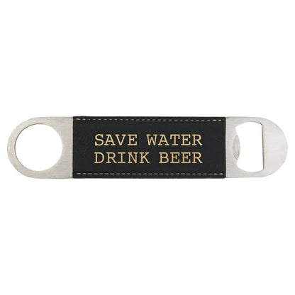 Black/Gold 1 1/2" x 7" Laserable Leatherette Bottle Opener