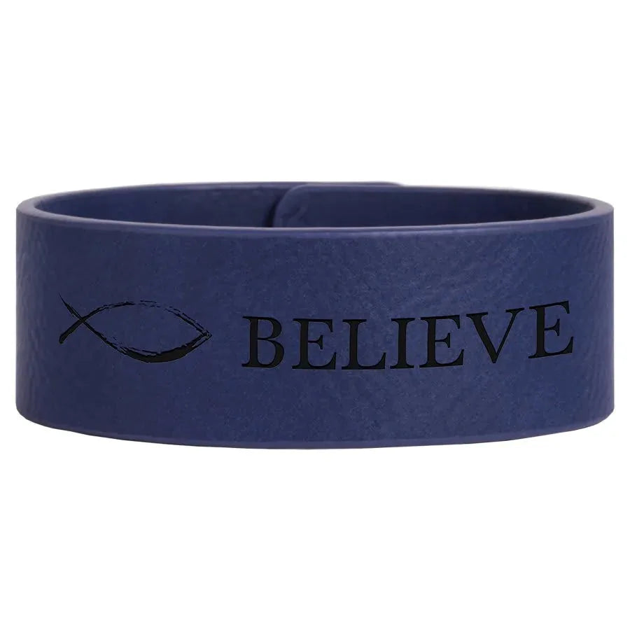 Blue/Black 9 1/2" x 1" Laserable Leatherette Cuff Bracelet