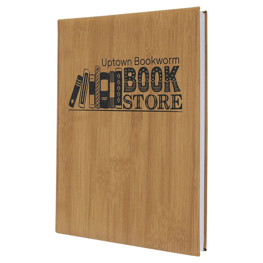 Bamboo 7" x 9 3/4" Laserable Leatherette Journal with Lined Notepad