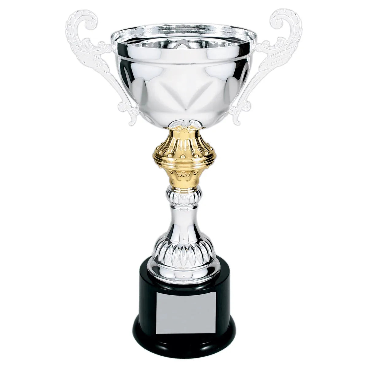 Silver 11 1/2" Completed Metal Cup Trophy on Plastic Base