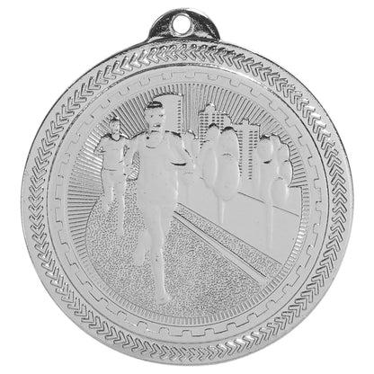 Bright Silver 2" Cross Country Laserable BriteLazer Medal