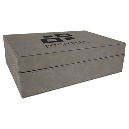 Gray 12 1/4" x 8 1/4" Laserable Leatherette Premium Gift Box