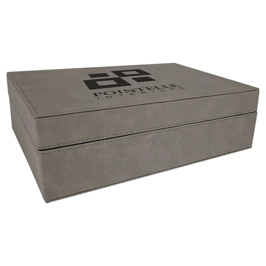 Gray 12 1/4" x 8 1/4" Laserable Leatherette Premium Gift Box