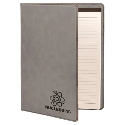 Gray 9 1/2" x 12" Laserable Leatherette Portfolio with Notepad
