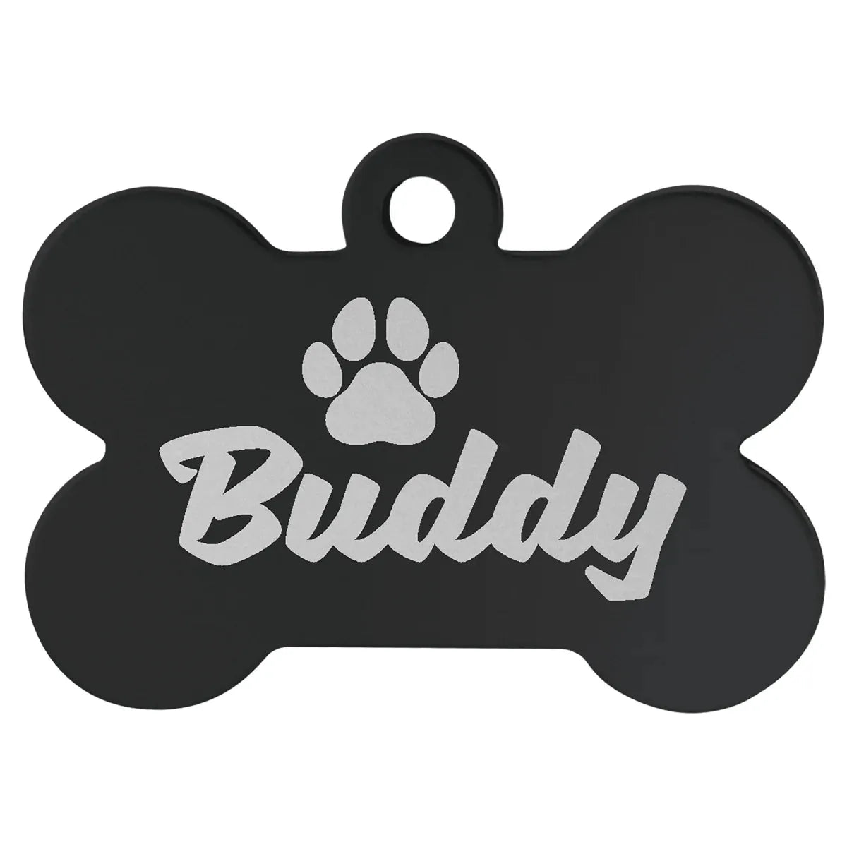 Black 1 1/2" x 1" Laserable Anodized Aluminum Bone Pet Tag