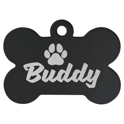 Black 1 1/2" x 1" Laserable Anodized Aluminum Bone Pet Tag